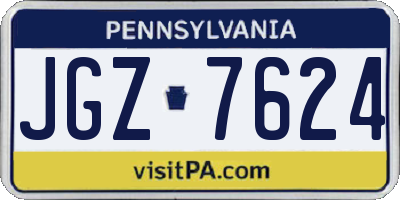 PA license plate JGZ7624