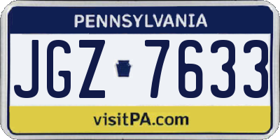 PA license plate JGZ7633