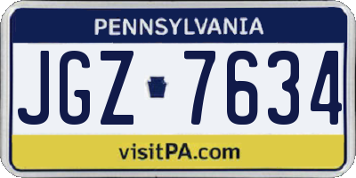 PA license plate JGZ7634