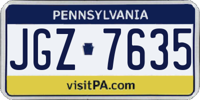 PA license plate JGZ7635
