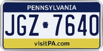 PA license plate JGZ7640