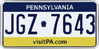 PA license plate JGZ7643