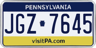 PA license plate JGZ7645
