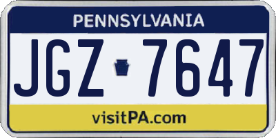 PA license plate JGZ7647