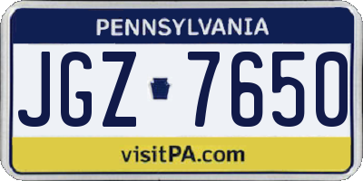 PA license plate JGZ7650