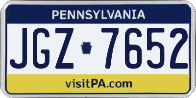 PA license plate JGZ7652