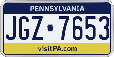 PA license plate JGZ7653