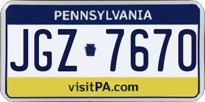 PA license plate JGZ7670