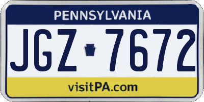 PA license plate JGZ7672