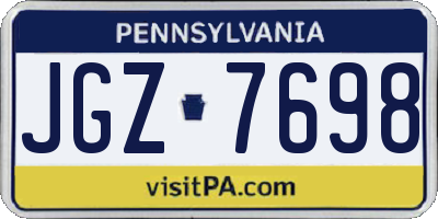 PA license plate JGZ7698