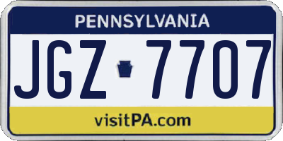 PA license plate JGZ7707