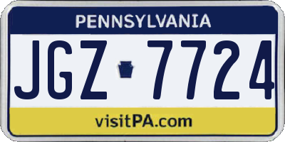 PA license plate JGZ7724