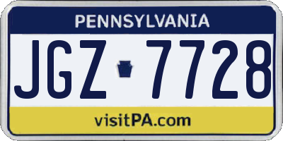 PA license plate JGZ7728