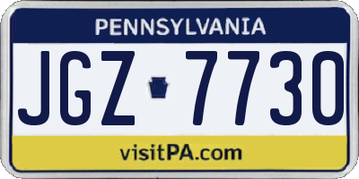 PA license plate JGZ7730