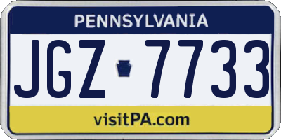 PA license plate JGZ7733