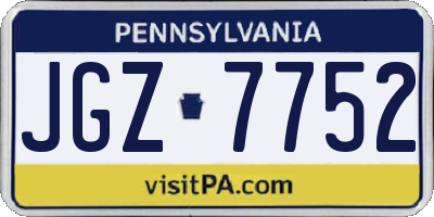 PA license plate JGZ7752