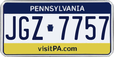 PA license plate JGZ7757