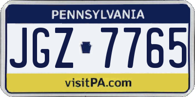 PA license plate JGZ7765
