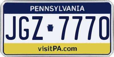 PA license plate JGZ7770