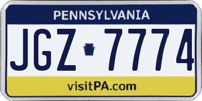PA license plate JGZ7774