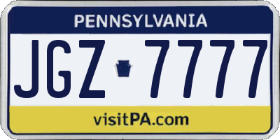 PA license plate JGZ7777