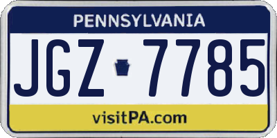 PA license plate JGZ7785