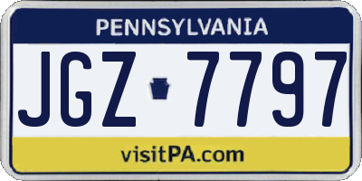PA license plate JGZ7797