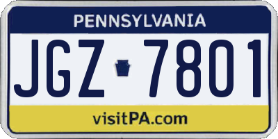 PA license plate JGZ7801