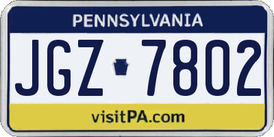 PA license plate JGZ7802