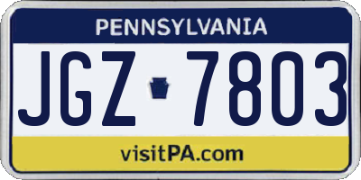 PA license plate JGZ7803