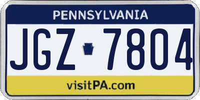 PA license plate JGZ7804