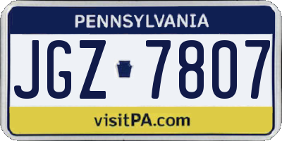 PA license plate JGZ7807