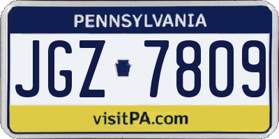 PA license plate JGZ7809