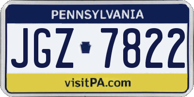 PA license plate JGZ7822