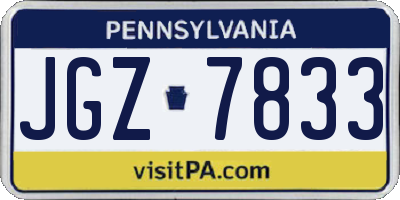 PA license plate JGZ7833