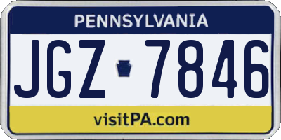 PA license plate JGZ7846