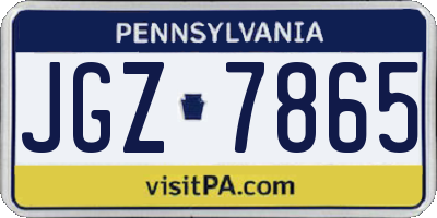 PA license plate JGZ7865