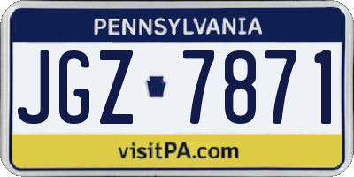 PA license plate JGZ7871