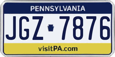 PA license plate JGZ7876