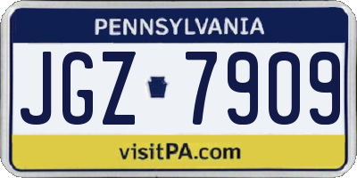 PA license plate JGZ7909