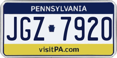 PA license plate JGZ7920