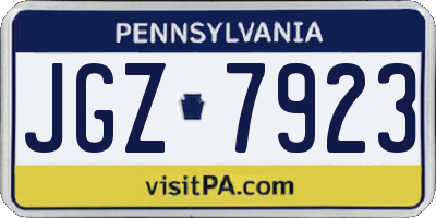 PA license plate JGZ7923
