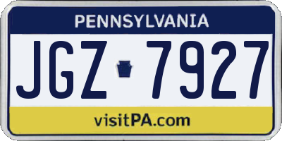 PA license plate JGZ7927