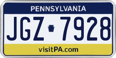 PA license plate JGZ7928