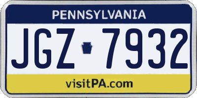 PA license plate JGZ7932