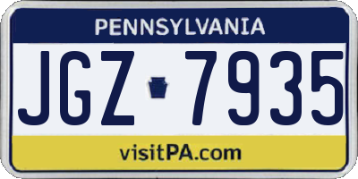 PA license plate JGZ7935