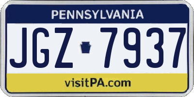 PA license plate JGZ7937
