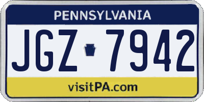 PA license plate JGZ7942