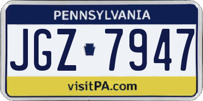 PA license plate JGZ7947