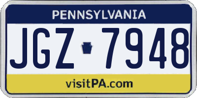 PA license plate JGZ7948